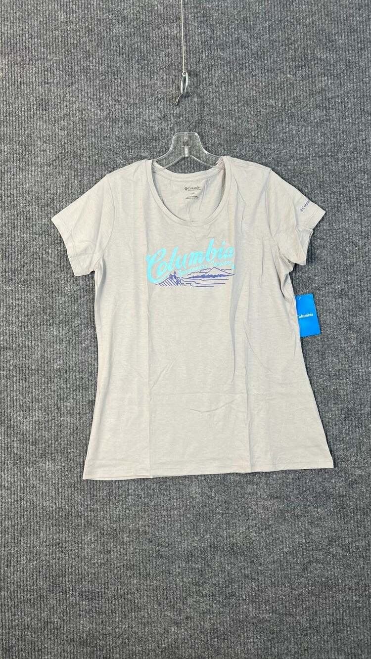 Columbia T Shirt Womens Large Gray Daisy Days Short Sleeve Graphic Tee Cotton